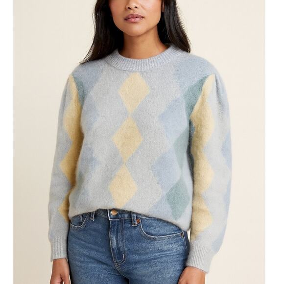 J Crew Sweater Diamond Checked Crewneck Sweater - Picture 1 of 8